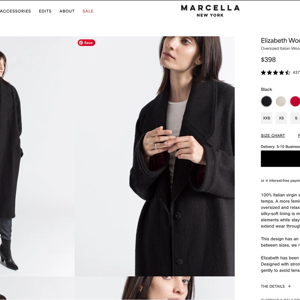 Elizabeth coat by Marcella size L black
